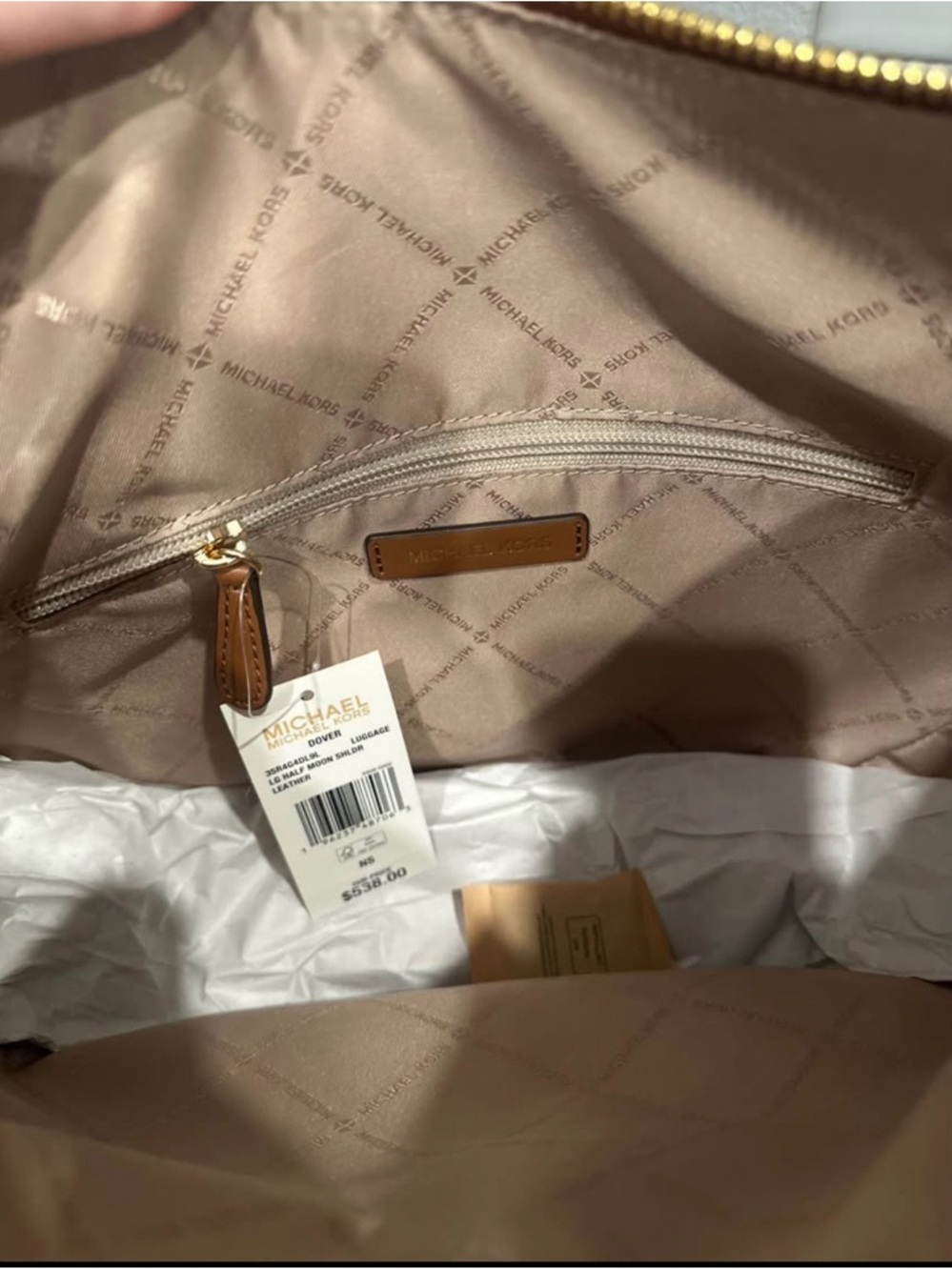 Michael Kors Tan Pebbled Leather Shoulder  Bag- DOVER - Picture 4 of 5